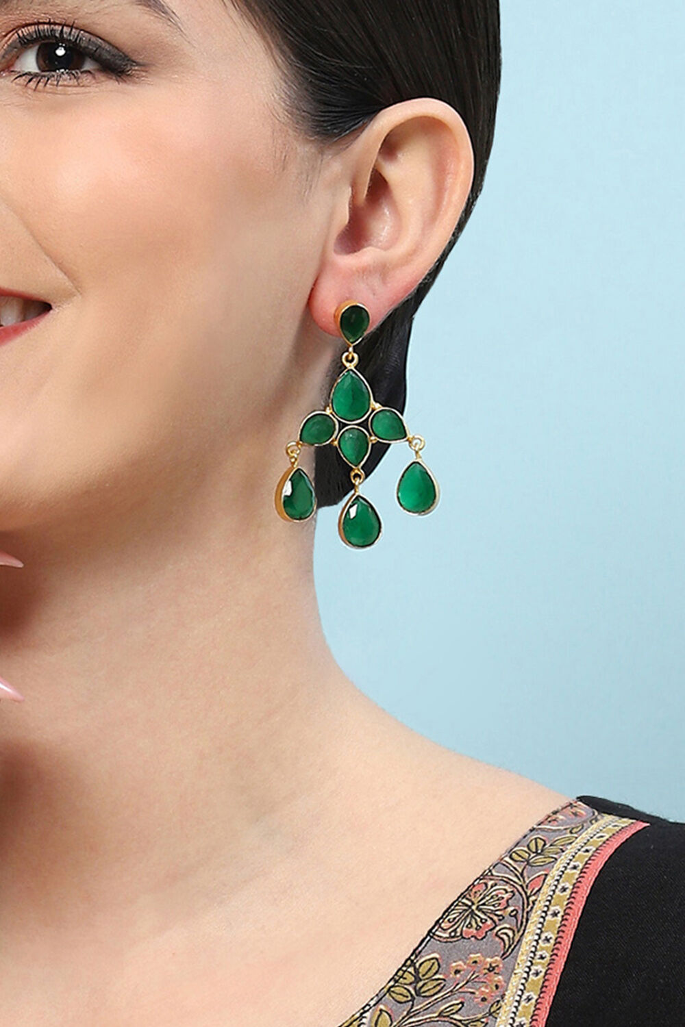 Green Brass Earrings image number 1