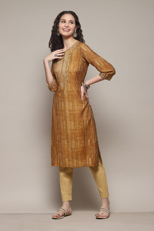 Wine Poly Viscose Straight Printed Kurta image number 0