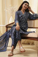 Indigo Pure Cotton Straight Suit Set image number 0