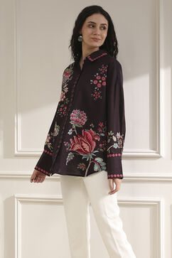 Brown Cotton Floral Printed Shirt image number 2