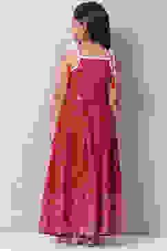 Cherry Red Cotton Lehenga Set image number 4