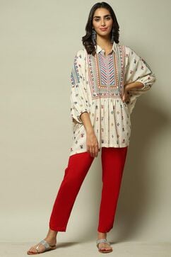 Fuschia Cotton Straight Pant image number 0