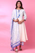 Off White Cotton Anarkali Kurta Palazzo Suit Set image number 0
