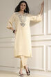 Black Textured Straight Kurta Pants Set image number 0