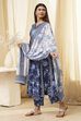 Indigo Pure Cotton Floral Gathered Suit Set image number 3