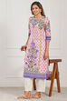 Pink Cotton Printed Straight Kurta image number 7