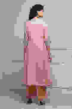 Blush Peach Cotton Tissue Embroidered Dyed Kalidar Suit Set image number 4