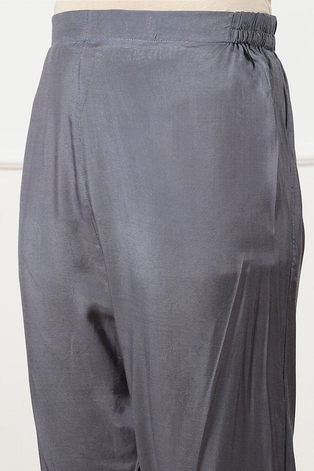 Grey Chanderi Hand Embroidered Unstitched Suit Set image number 2