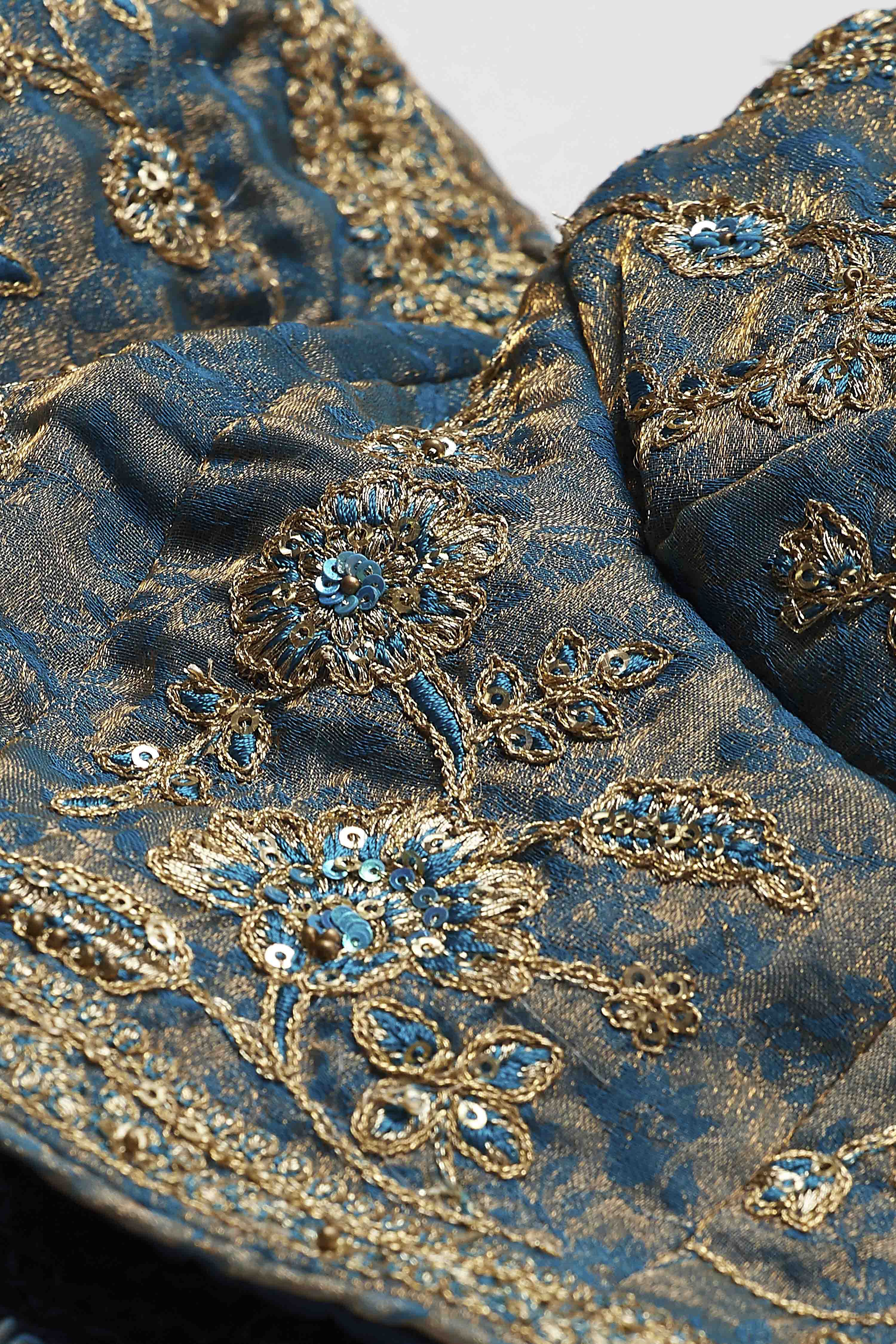Teal Viscose Blend Kalidar Lehenga Set image number 3