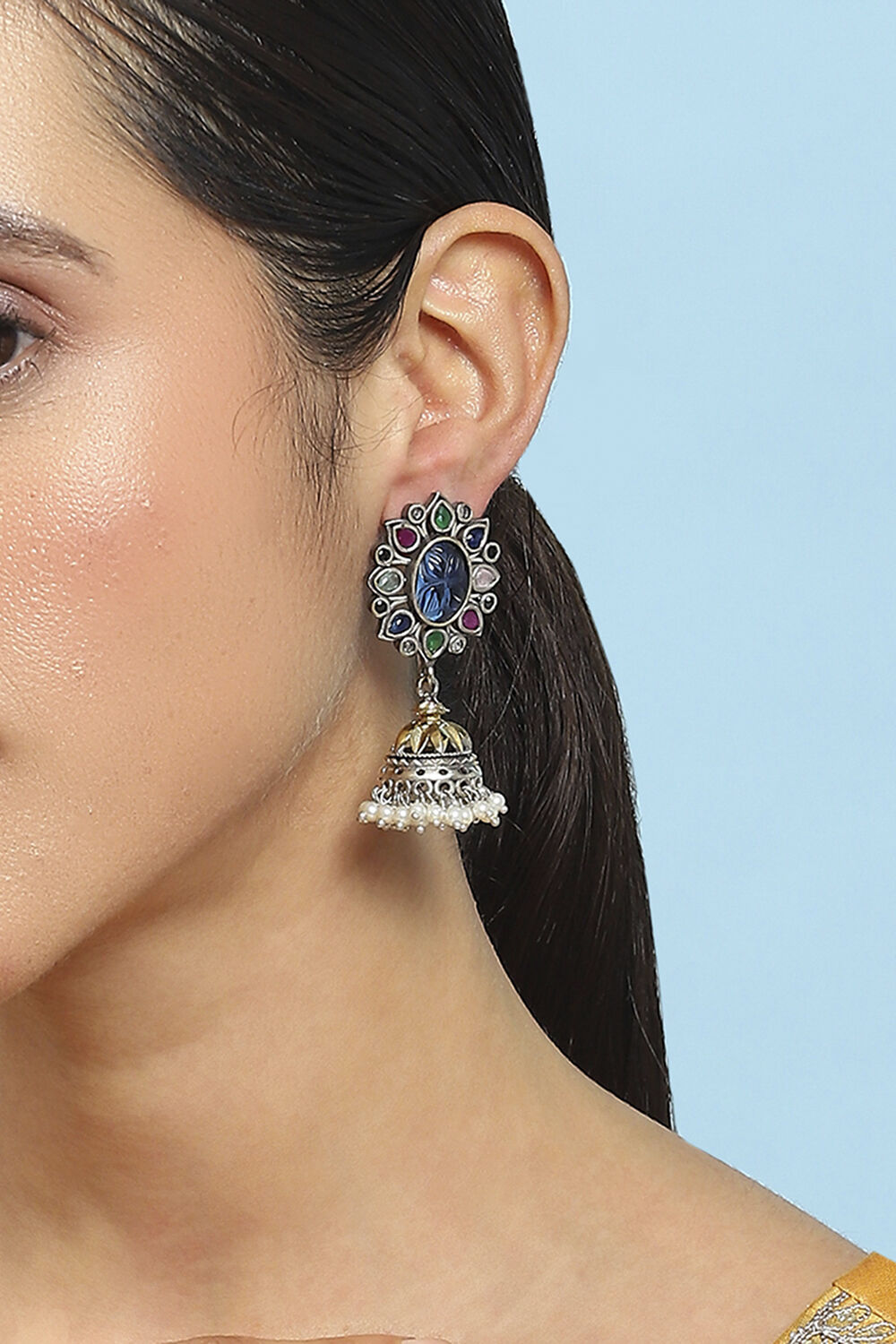 Multicolour Brass Jhumka image number 1