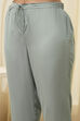 Off White Art Silk Straight Kurta Pant Suit Set image number 2