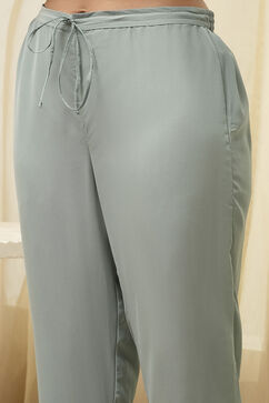 Off White Art Silk Straight Kurta Pant Suit Set image number 2