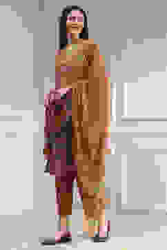 Rust Printed Straight Suit Set image number 3