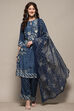Indigo Rayon Straight Suit Set image number 7