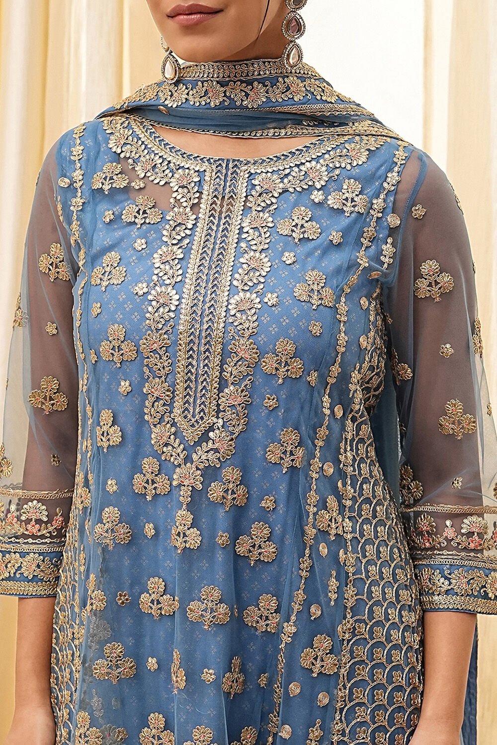 Light Blue Net Layered Suit Set image number 1