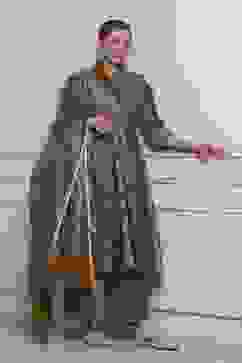 Brown Cotton Anarkali Yarndyed Suit Set image number 0