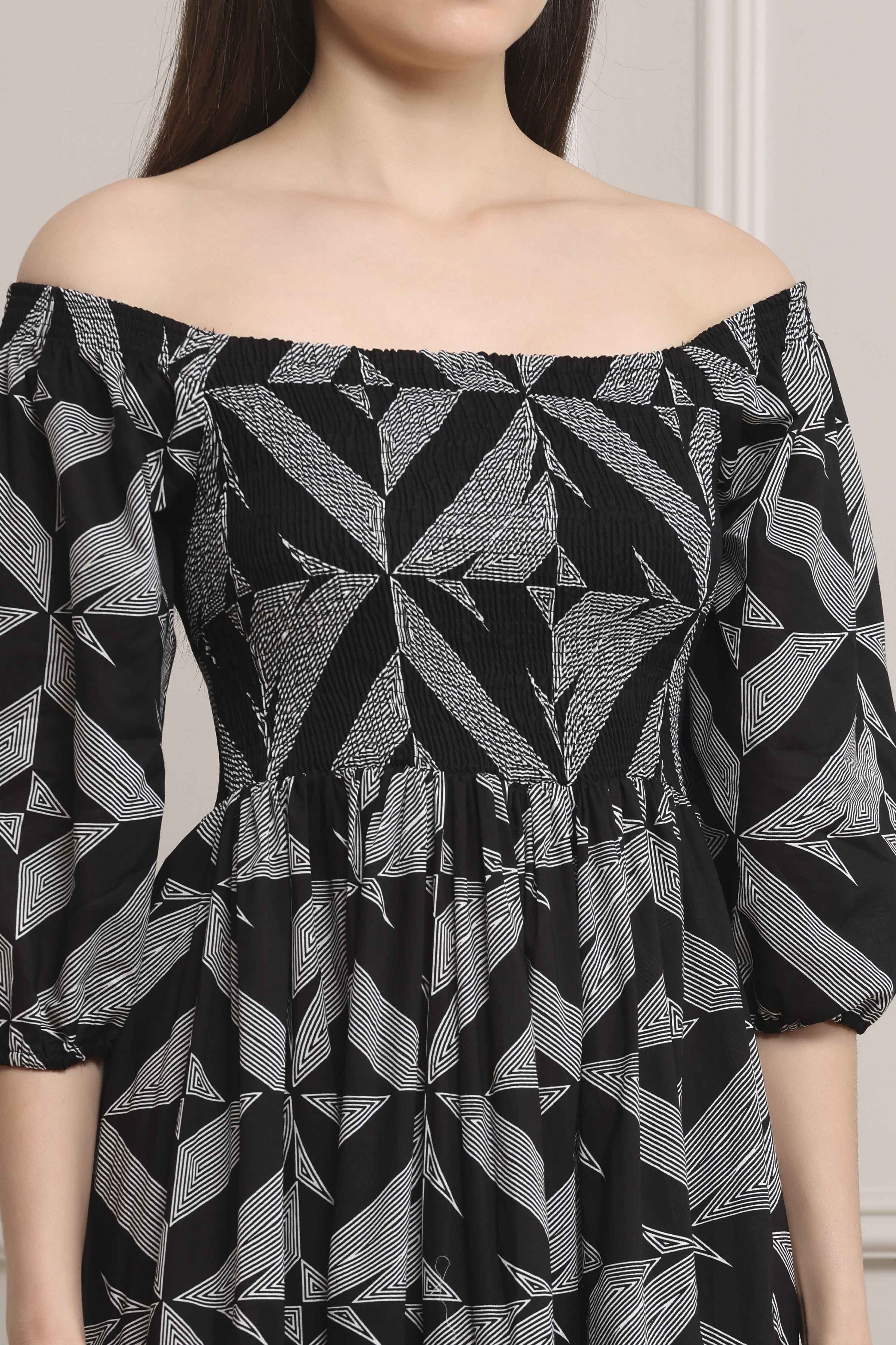 Black Cotton Tiered Dress image number 1