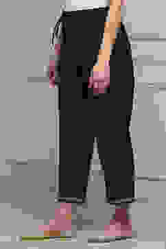 Black Polyester Straight Palazzos image number 2