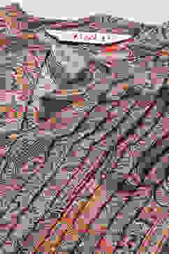 Peach & Blue Polyester Straight Printed Kurta image number 1