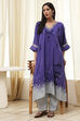 Blue Printed Kaftan-Style Kurta Set image number 0