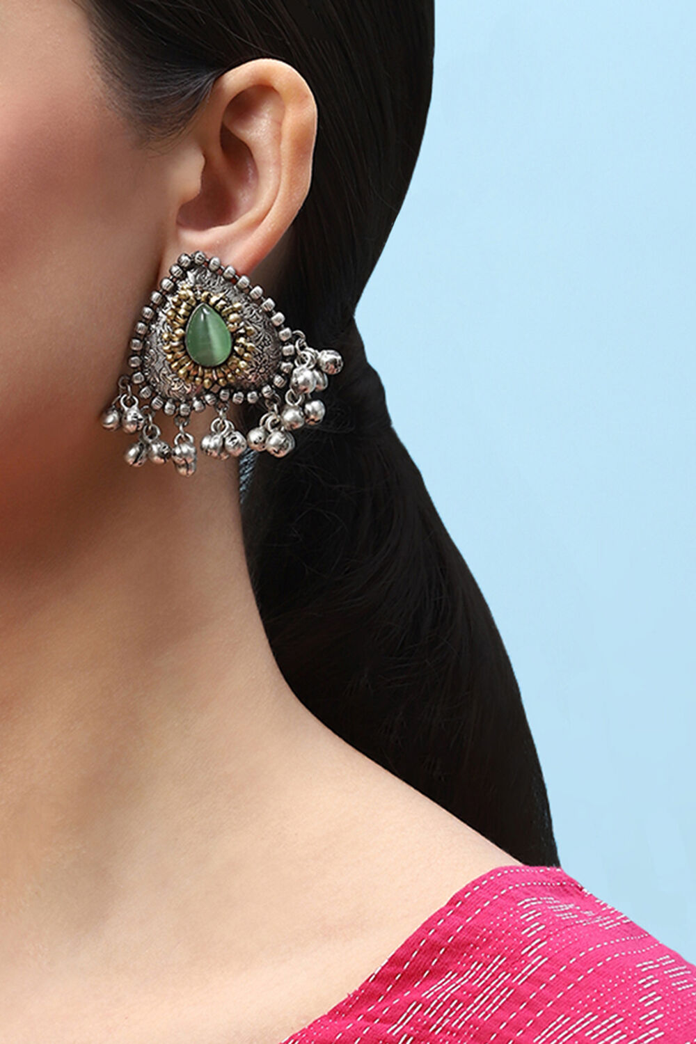 Green Brass Earrings image number 1