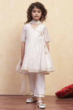 White Polyester Anarkali Suit Set image number 6