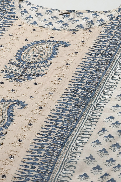 Beige Pink Chanderi Unstitched Suit set image number 2