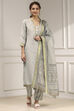 Beige Cotton Modal Digital Print Unstitched Suit Set image number 1