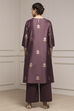 Lavender Chanderi Relaxed Dyed Kurta Pants Set image number 4