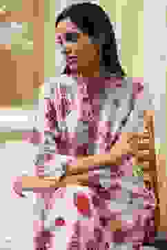 Ecru and Pink Printed Straight Kurta image number 6