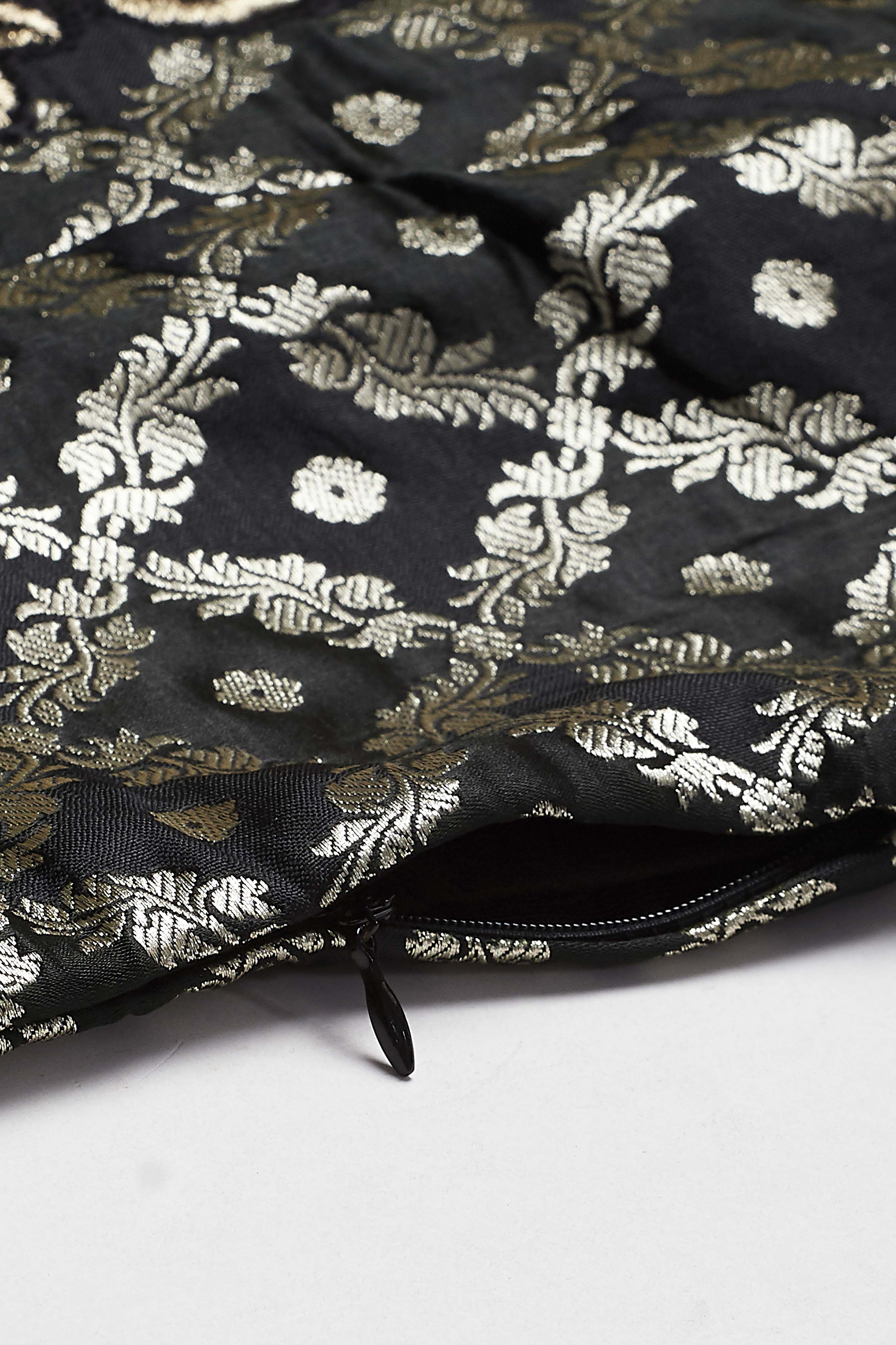 Black Viscose Rayon Embroidered Fusion Set image number 4
