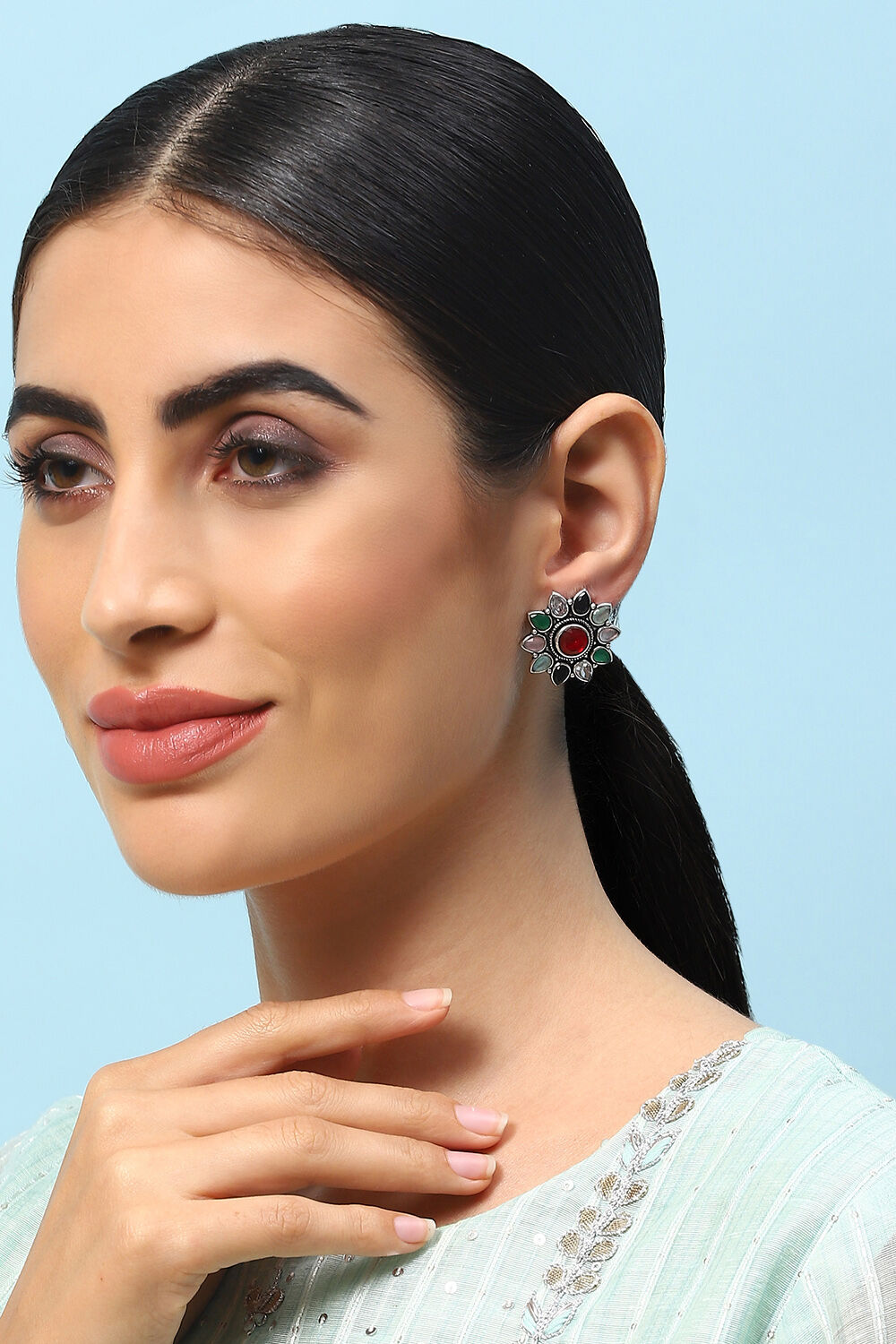 Multicolor Brass Earrings image number 3