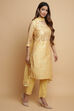 Off White Art Silk Straight Kurta Regular Pant Suit Set image number 5