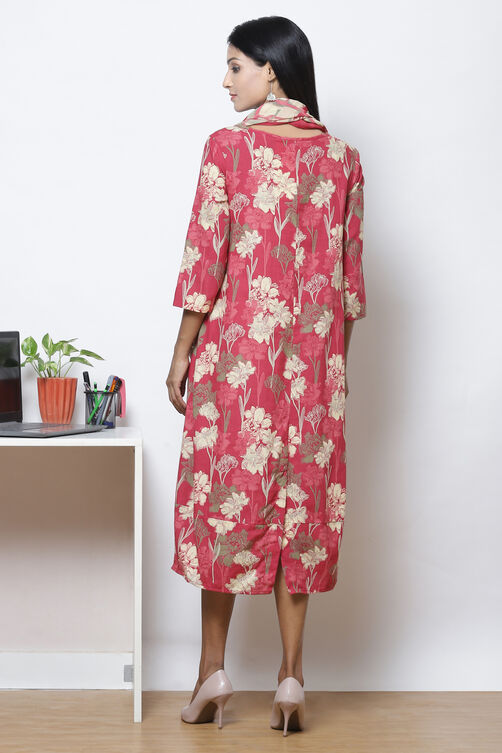 Lavender Straight Cotton Flax Printed Kurta image number 6