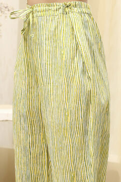 Yellow Cotton Screen Print Unstitched Suit Set image number 3