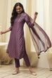 Dark Navy Art Silk Straight Kurta Slim Pants Suit Set image number 7