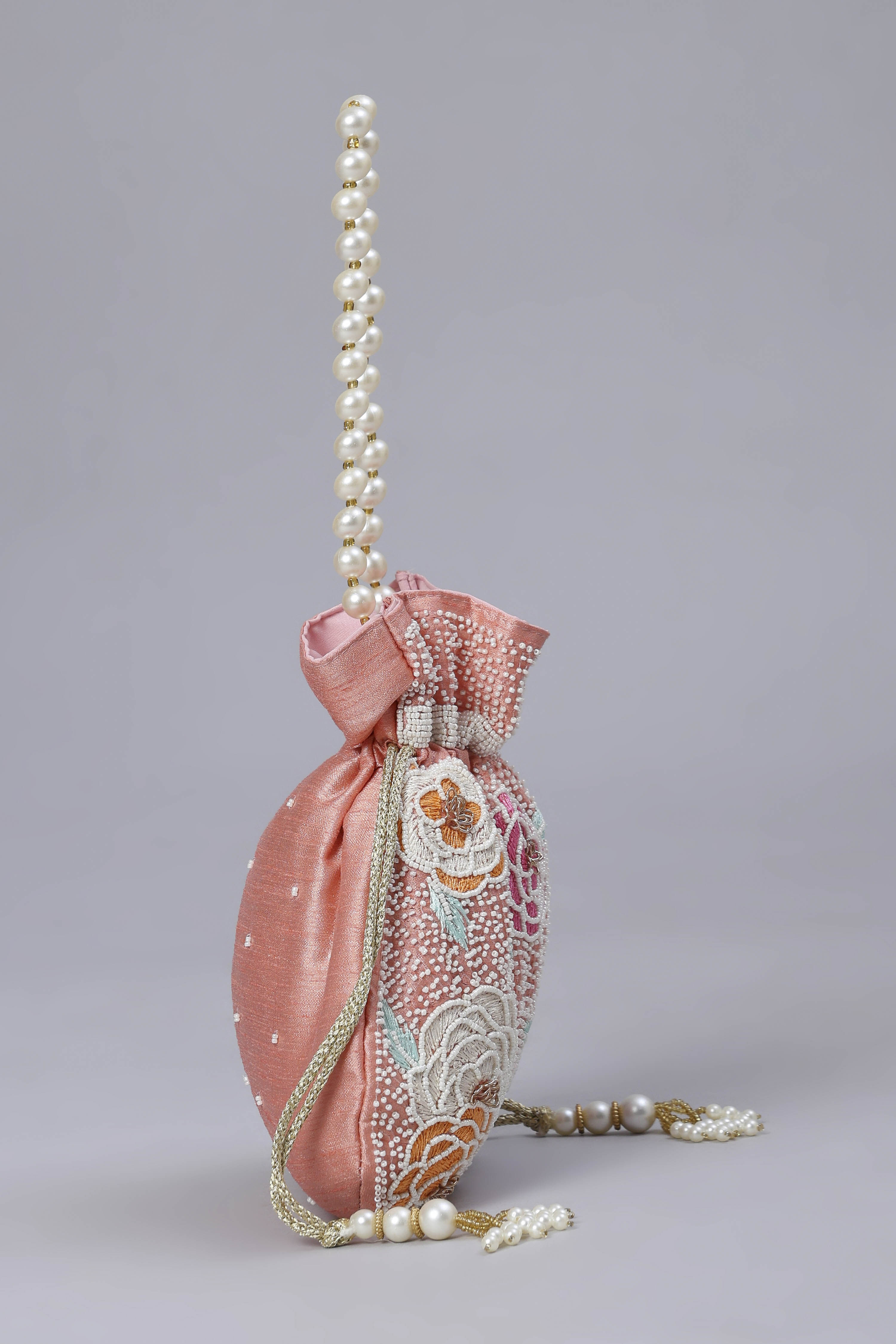 Pink Fabric Potli Bag image number 4