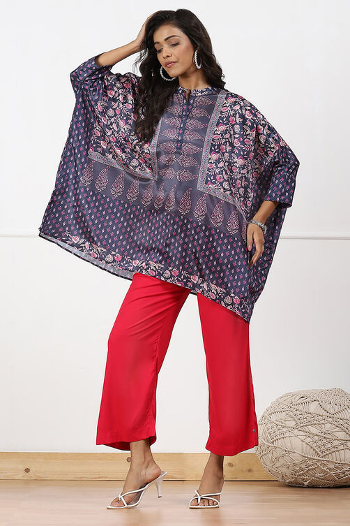 Navy Rayon Palazzo Pants image number 0