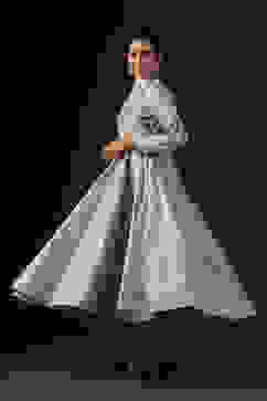 Rohit Bal Blue Cotton Silk Anarkali Embroidered Suit Set image number 4