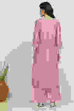 Dusky Pink Chanderi Machine Embroidered Unstitched Suit Set image number 5