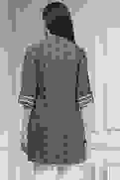 Blue Printed Relaxed Fit Short Kurta image number 3