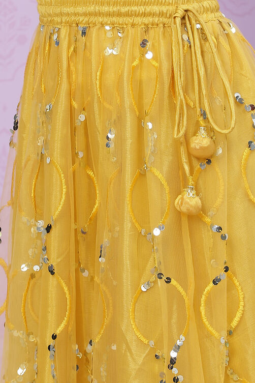 Yellow Art Silk Lehenga image number 1