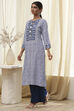 Indigo Printed Straight Kurta image number 2