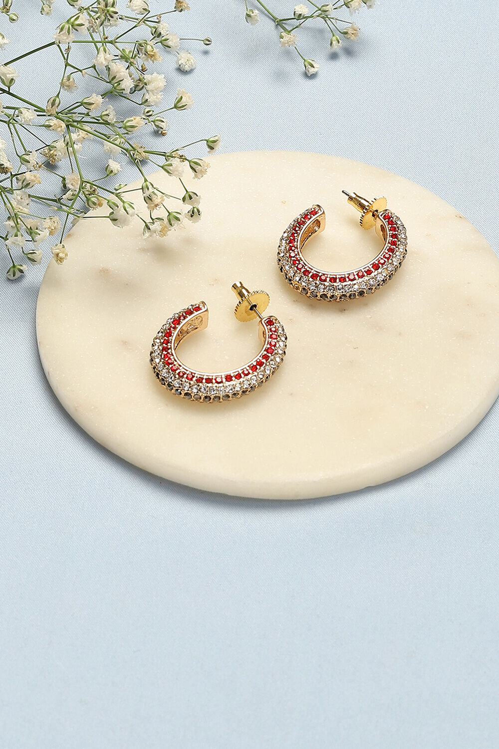 Red & Black Brass Earrings image number 0