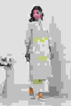 Off-White Cotton Printed Straight Kurta image number 4