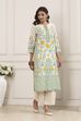 Off-White Cotton Printed Straight Kurta image number 4