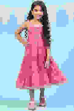 Red Rayon Tiered Printed Kurta Dress image number 0