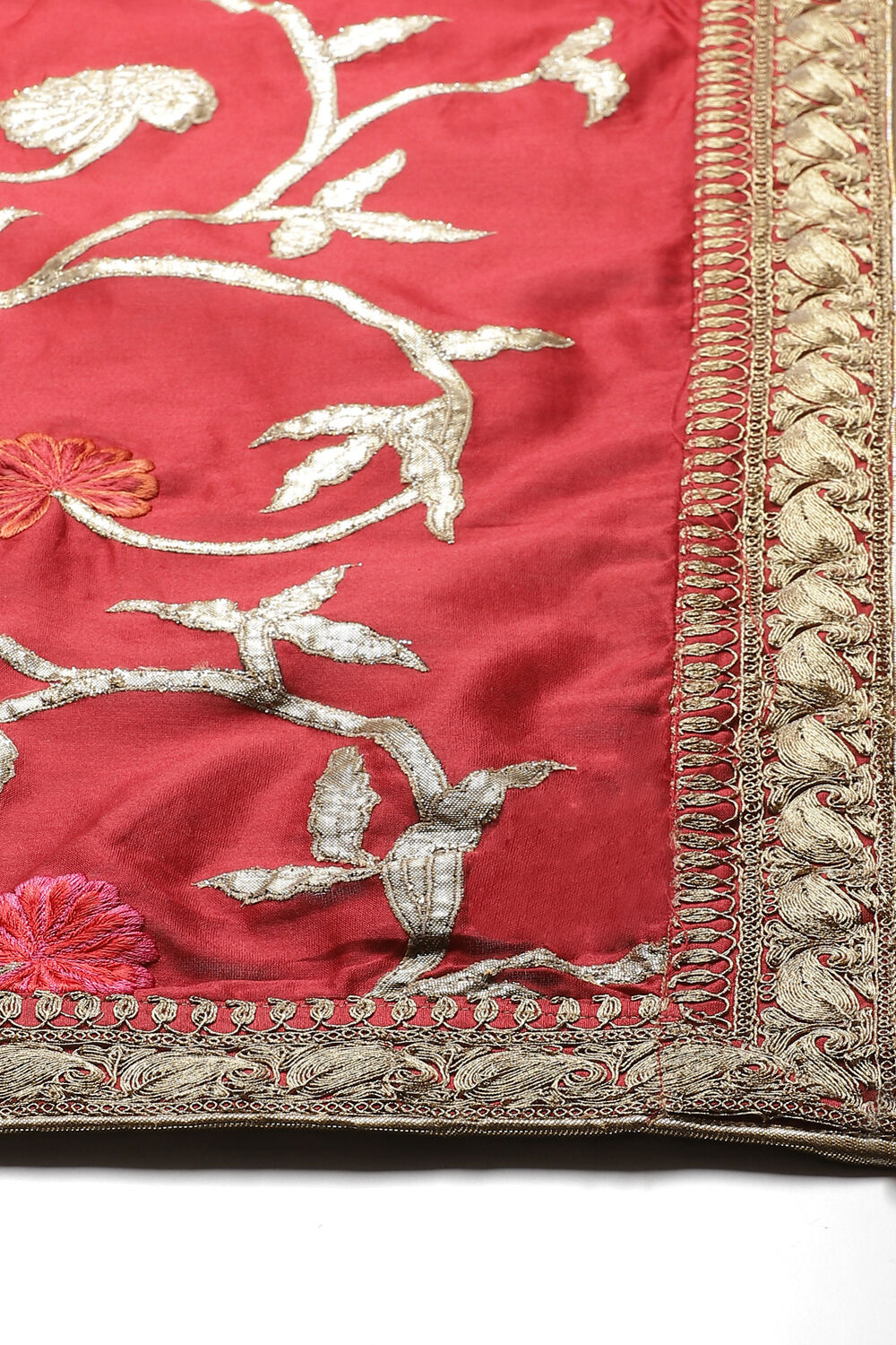 Rohit Bal Maroon Chanderi Silk Solid Saree With Blouse image number 1