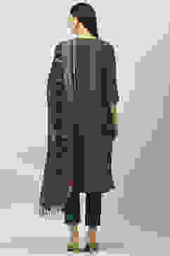 Emerald Green Art Silk Straight Kurta Slim Pants Suit Set image number 4