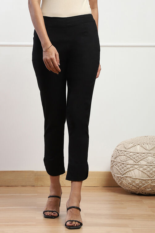 Beige Viscose Lycra Solid Pant image number 4